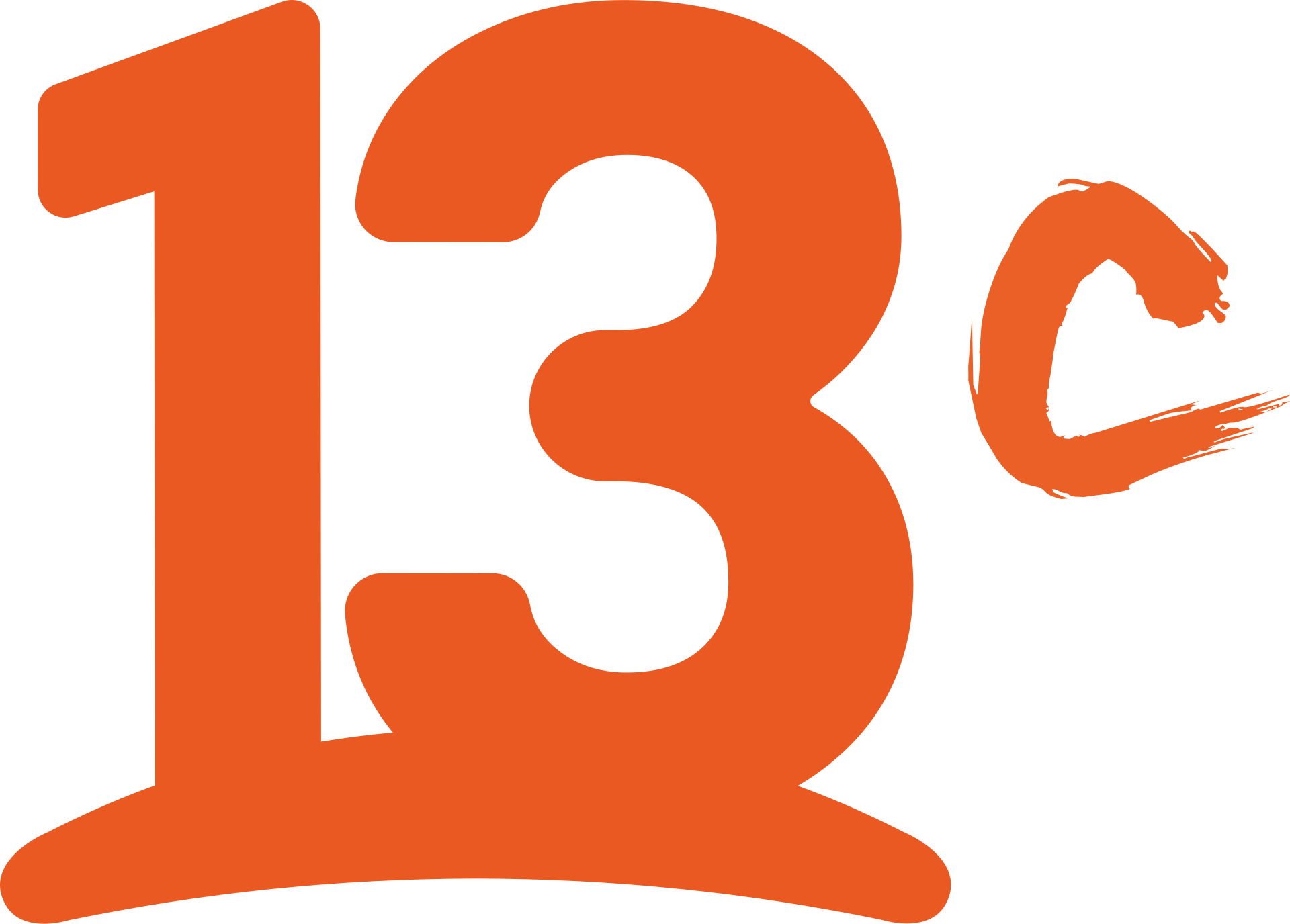 La imagen muestra el número "13" en una tipografía grande, en negrita y de color naranja, acompañado por una letra "c" minúscula en superíndice, también en naranja.